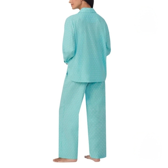 DKNY Pajama Set 2 Piece Blue White Womens Size Small Geometric PJ Set Loungewear - Picture 2 of 16